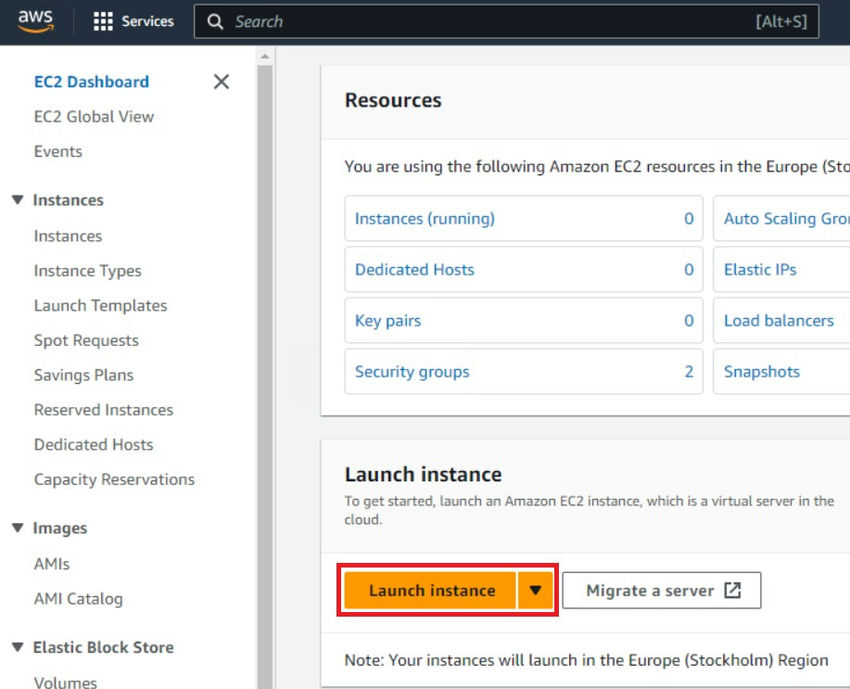 Launch instance